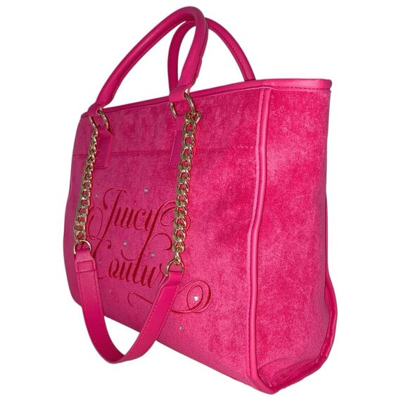Juicy Couture Flash Pink Beach Logo Rhinestone Design Large Tote Bag NWT - Picture 9 of 10